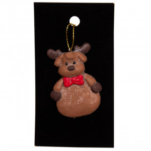 Новорічна ялинкова іграшка - фігурка Олень, 6 см, коричневий, пластик (001040-4)