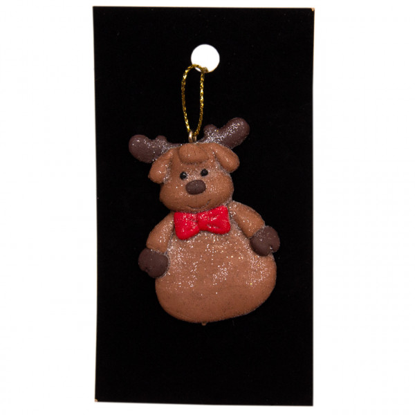 Новорічна ялинкова іграшка - фігурка Олень, 6 см, коричневий, пластик (001040-4)