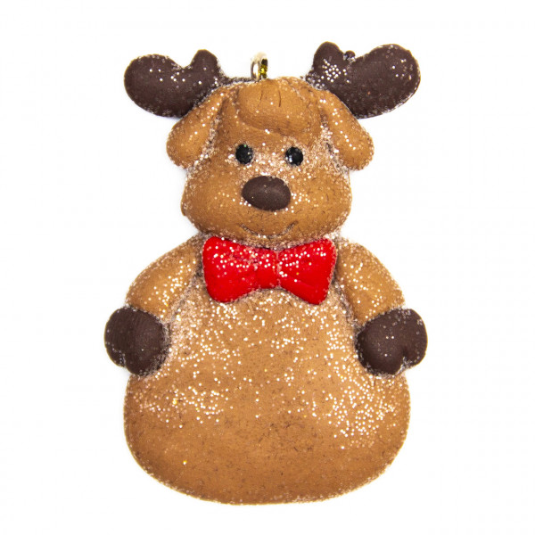 Новорічна ялинкова іграшка - фігурка Олень, 6 см, коричневий, пластик (001040-4)