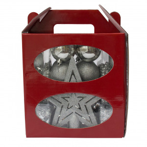 Набір ялинкових іграшок - новорічний, 45 шт, D4-6 см, сріблястий, мікс, пластик (031436-1)