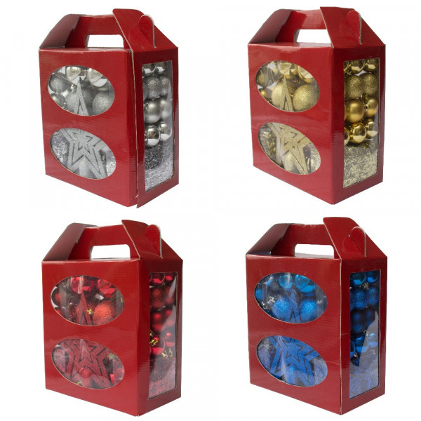 Набір ялинкових іграшок - новорічний, 45 шт, D4-6 см, сріблястий, мікс, пластик (031436-1)