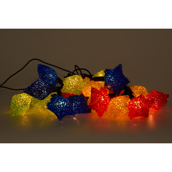 Гірлянда з лампочками розжарювання - кристалічні маленькі зірки, 4 м, 20 л, різнокольоровий, IP20 (040070-1)