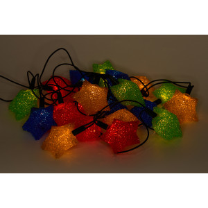 Гірлянда з лампочками розжарювання - кристалічні великі зірки, 4 м, 20 л, різнокольоровий, IP20 (040070-2)
