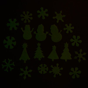 Новорічна прикраса - аркуш з наклейками що світяться, 15x10 см, білий, ПВХ (070076)