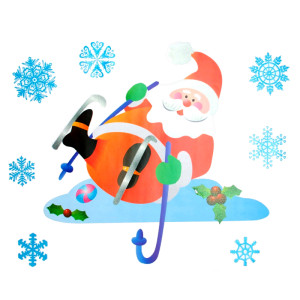 Новорічна прикраса - лист з наклейками, Санта (Дід Мороз), 70x50 см, різнокольоровий, ПВХ, папір (070168-2)