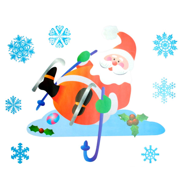 Новорічна прикраса - лист з наклейками, Санта (Дід Мороз), 70x50 см, різнокольоровий, ПВХ, папір (070168-2)