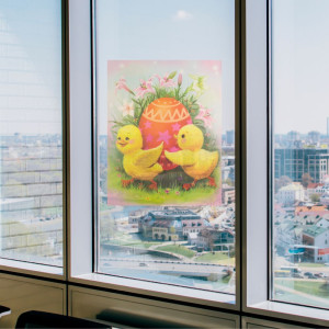 Лист з декоративними пасхальними наліпками на вікно, качки, 30x42 см, ПВХ, папір (070274-2) для декору та інтер'єру (070274-2)