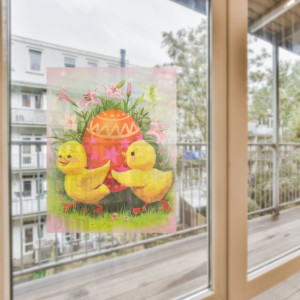 Лист з декоративними пасхальними наліпками на вікно, качки, 30x42 см, ПВХ, папір (070274-2) для декору та інтер'єру (070274-2)