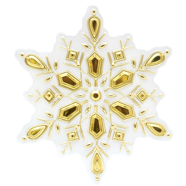 Новорічна прикраса - наліпка на вікно сніжинка, 24x20 см, золотистий, ПВХ, PET (070342-2)