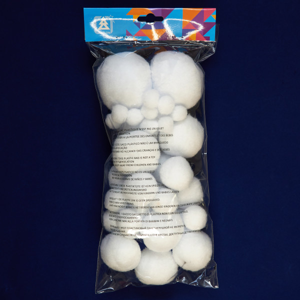 Набір сніжинок, 1 упаковка, 40 шт, білий, поліестер (090372)