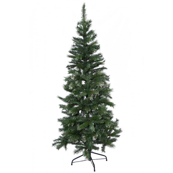 Ялинка штучна із засніженими голками, 210 см, з 2 частин, металева ніжка, ялинка, зелений, ПВХ (100101)