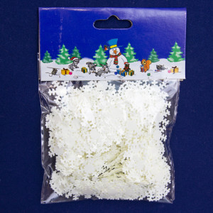 Конфетті, сніжинки, 15 г, білий, PET (200572)