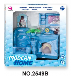 Ігровий набір - лялькова спальня "Сучасний дім", 31,5x9,5x33 см, блакитний, пластик (2549B)