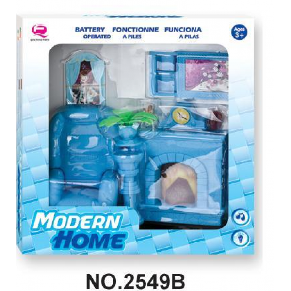 Ігровий набір - лялькова спальня "Сучасний дім", 31,5x9,5x33 см, блакитний, пластик (2549B)