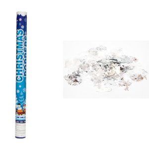 Хлопавка пневматична "CHRISTMAS POPPERS", 78,5 см, білі та сріблясті сніжинки з фольги (401086-1)