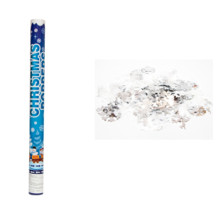 Хлопавка пневматична "CHRISTMAS POPPERS", 98,5 см, білі та сріблясті сніжинки з фольги (401093-1)
