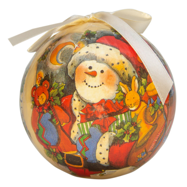 Набір ялинкових іграшок - новорічні кулі Сніговик, 6шт, D7,5 см, різнокольоровий, пінопласт (420056-3)