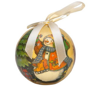 Набір ялинкових іграшок - новорічні кулі Сніговик, 6шт, D7,5 см, різнокольоровий, пінопласт (420056-3)