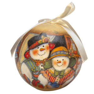 Набір ялинкових іграшок - новорічні кулі Сніговик, 6шт, D7,5 см, різнокольоровий, пінопласт (420056-3)