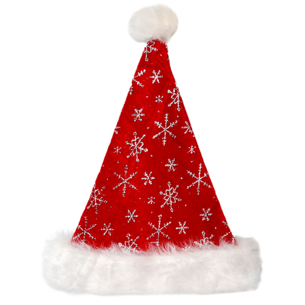 Новорічний карнавальний ковпак, червоний, поліестер, вельвет (460281)