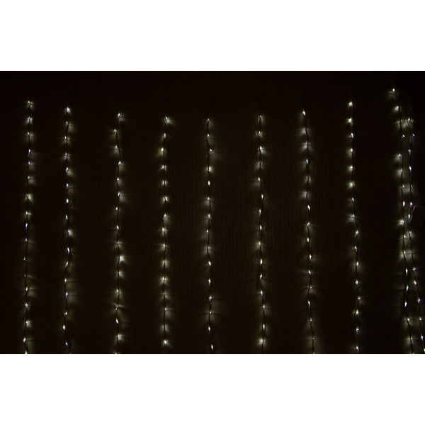 Світлодіодна гірлянда-завіса - дощ, 1,5x1,5 м, 240 л, 8 режимів, холодний білий, IP44 (650163)