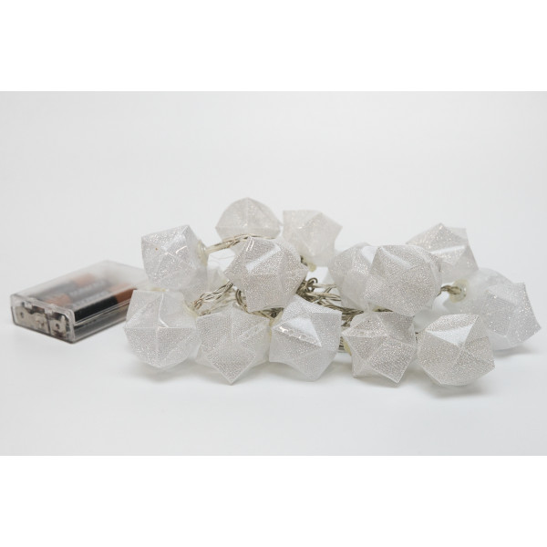 Світлодіодна гірлянда-нить з насадками, 3 м, 20 л, 3AA батарейки, холодний білий, IP20 (651863)