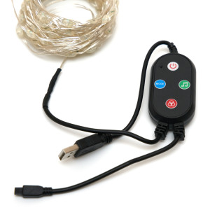 Світлодіодна гірлянда-нитка, 10 м, 100 л, різнокольоровий, USB, Bluetooth/пульт керування, IP20, Роса (721237)
