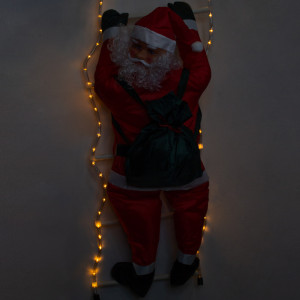 Новорічна світлодіодна декорація - Санта (Дід Мороз) на драбині, 90 см, L 1,1 м, червоний, дюралайт, IP44 (810115)