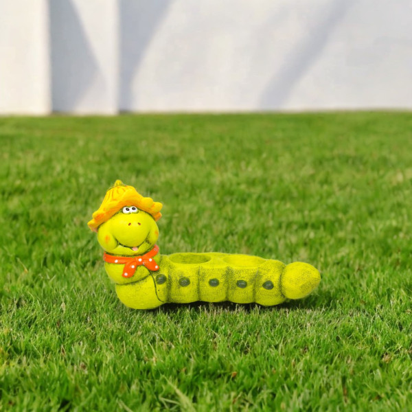 Садова декорація - горщик гусениця, 29x48x21,5 см, салатовий, магнезія (820139) для декору та інтер'єру (820139)