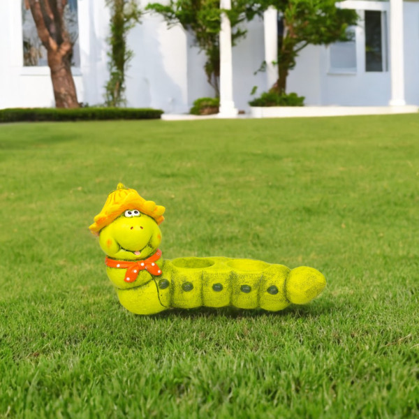 Садова декорація - горщик гусениця, 29x48x21,5 см, салатовий, магнезія (820139) для декору та інтер'єру (820139)