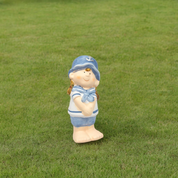 Садова декорація - дівчинка, 11,6x4,4x4,2 см, блакитний, кераміка (820221-1) для декору та інтер'єру (820221-1)