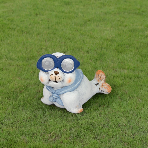 Садова декорація - морський котик, 16,5x15x9,5 см, білий, кераміка (820245) для декору та інтер'єру (820245)