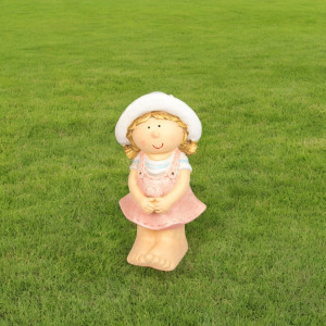 Садова декорація - дівчинка, 38,7x20,5x18 см, рожева, магнезія (820719-1) для декору та інтер'єру (820719-1)