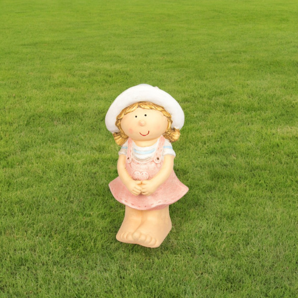Садова декорація - дівчинка, 38,7x20,5x18 см, рожева, магнезія (820719-1) для декору та інтер'єру (820719-1)