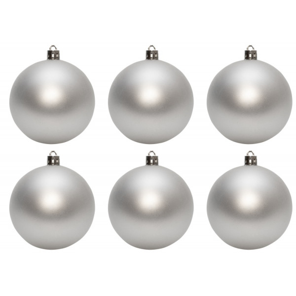 Набір ялинкових іграшок - кулі, 12 шт, D6 см, сріблястий, глянець, пластик (890735)