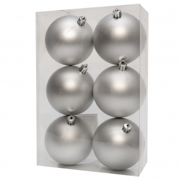 Набір ялинкових іграшок - кулі, 12 шт, D6 см, сріблястий, глянець, пластик (890735)