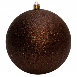 Ялинкова іграшка - куля, D12 см, коричнева, гліттер, пластик (891381)