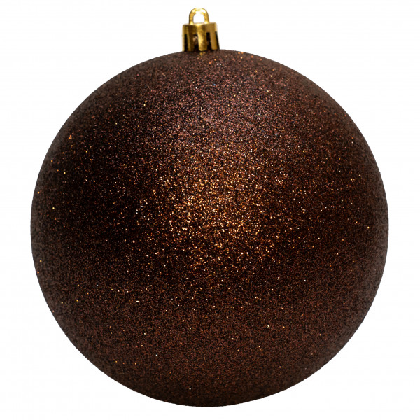 Ялинкова іграшка - куля, D12 см, коричнева, гліттер, пластик (891381)