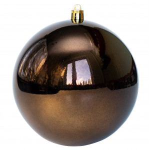Ялинкова іграшка - куля, D12 см, коричнева, глянець, пластик (891435)