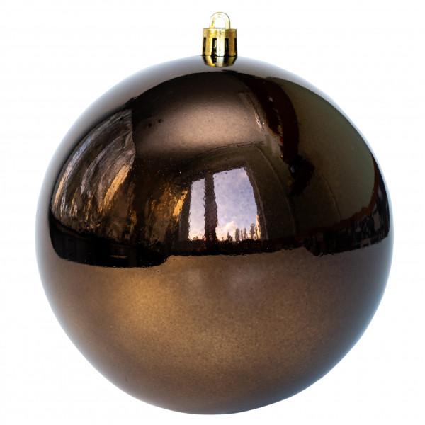 Ялинкова іграшка - куля, D12 см, коричнева, глянець, пластик (891435)