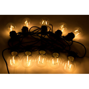 Світлодіодна гірлянда, 8,4 м, 10 ламп E27 з двома нитками, подовжувач, теплий білий, IP44 (930042)