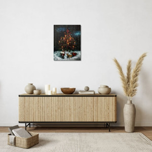 Картина, що світиться - Ялинка зі свічками які світяться, 12 LЕD ламп, 40x30x1,8 см (940010)