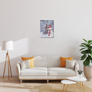 Картина, що світиться - сніговик з ялинкою, 4 LЕD ламп, 40x30x1,8 см (940034)