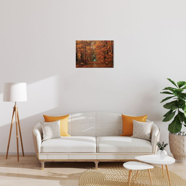 Картина, що світиться - осінній ліс із стежкою палаючих ліхтарів, 6 LЕD ламп, 30x40 см (940102)