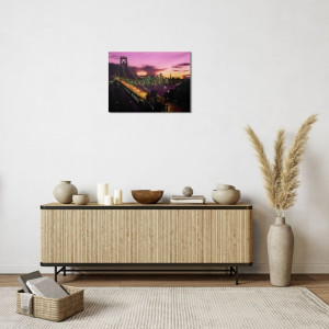 Картина, що світиться - нічне місто з сяючими ліхтарями на мосту, 6 LЕD ламп, 30x40 см (940201)