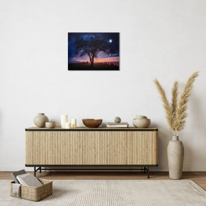 Картина, що світиться - нічне небо із повним місяцем, який світиться, 1 LЕD лампа, 30x40 см (940225)