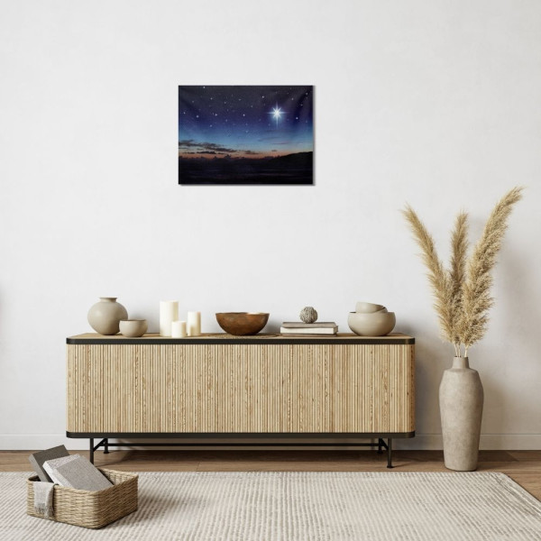 Картина, що світиться - зоряне небо та полярна зірка, яка світиться, 1 LЕD лампа, 30x40 см (940232)
