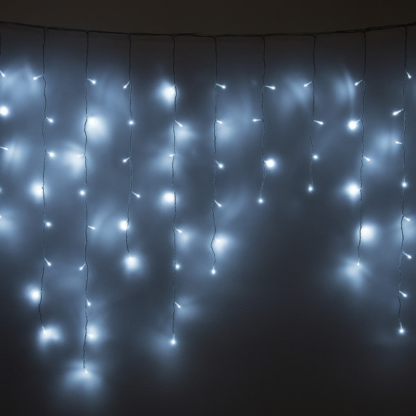 Світлодіодна гірлянда-бахрома, 5 м, 163 л, миготлива, холодний білий, IP44 (950132)