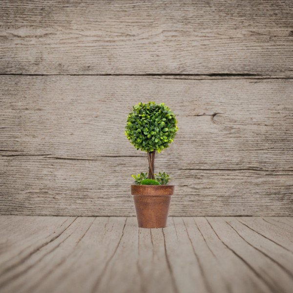 Штучна рослина дерево, Самшит, зелений, 20 см, пластик (960323)