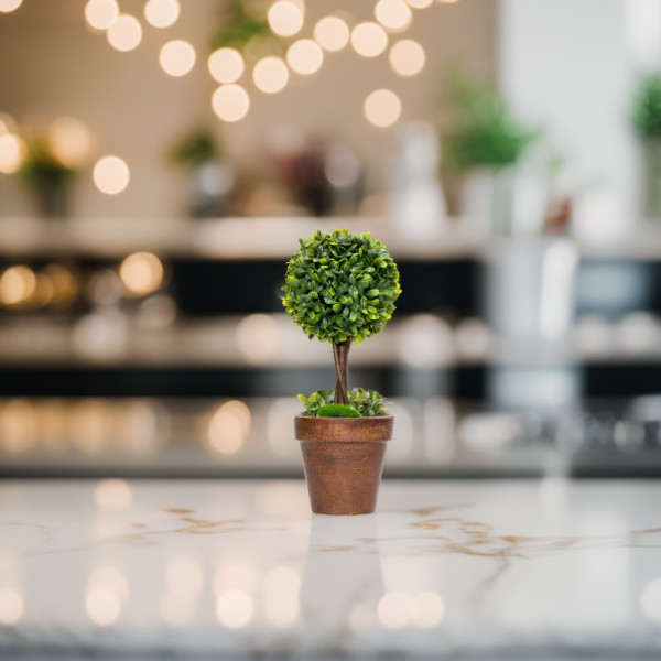 Штучна рослина дерево, Самшит, зелений, 20 см, пластик (960323)